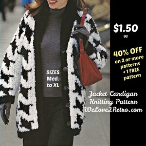540 Knit Cardigan Pattern PDF – Cozy Jacket for Women (Med to XL), Knitting Jacket Pattern, Plus Size Cardigan PDF, Vintage Knit Jacket