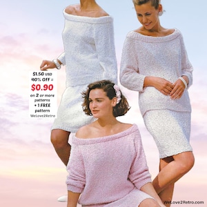 WYPRZEDAŻ EMERYTALNA*** Wzór na sweter i spódnicę vintage w formacie PDF – łatwy strój boho do zrobienia na drutach, ręcznie robione ubrania