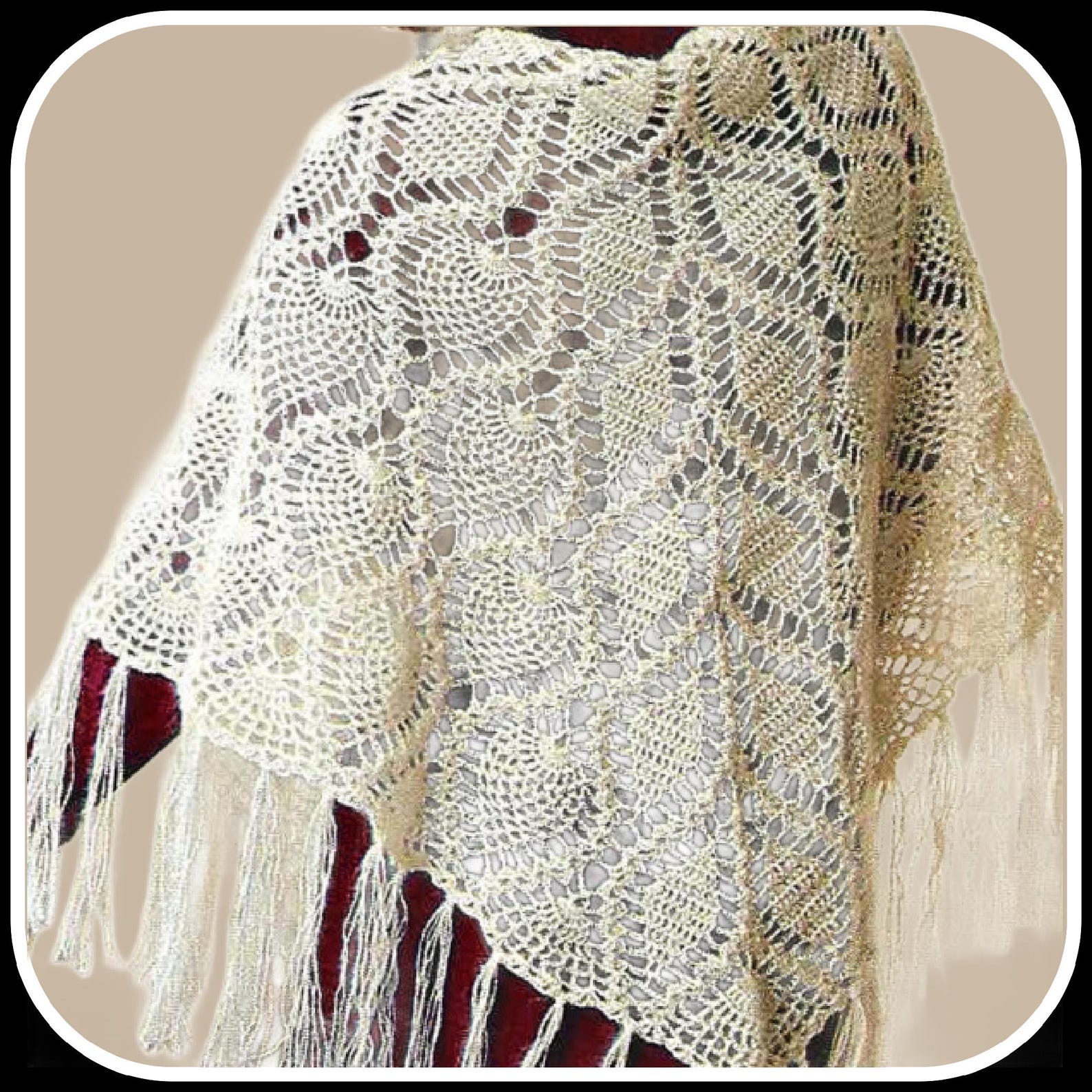 Crochet Shawl Pattern - Vintage Triangle Wrap Easy Lacy Scarf ...