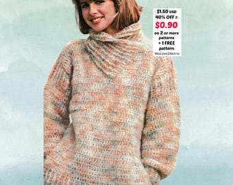 Boho Crochet Sweater Pattern PDF – Easy Pullover, Cozy Jumper, Women's Vintage Top