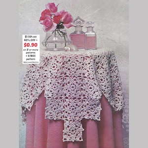 RETIREMENT-SALE***  Crochet Tablecloth Pattern PDF – Vintage Granny Square Lace, Boho Home Decor Beginners