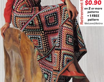 Granny Square Skirt Crochet Pattern - Easy Boho Maxi Skirt