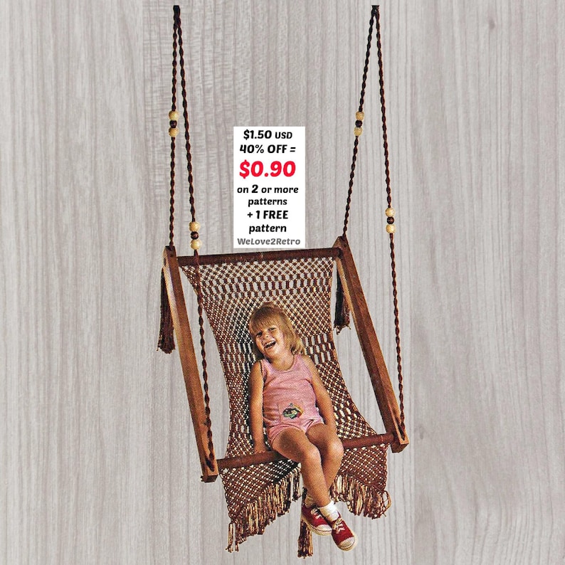 RETIREMENT-SALE*** Boho Macrame Pattern Tutorial PDF - Vintage Chair Swing Handmade Design Easy Intermediates image 1