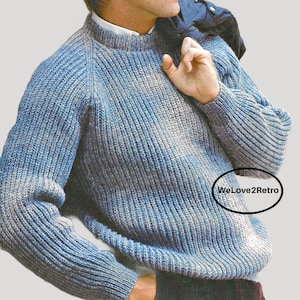 RETIREMENT-SALE*  Knit Sweater Pattern • Raglan Men’s Pullover • Jumper • Vintage Classic Knitting PDF