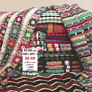 PENSIOENUITVERKOOP*** Afghaans haakpatroon schrootgaren pdf – 20 eenvoudige lapghanen, gezellige opbergdekenontwerpen