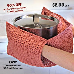 133c-2 EASY Double Potholder, Thick Crochet Pad, Oven Mitt Pattern, Easy Xmas Gift Idea, Very Easy Crochet Pattern, PDF, DIY