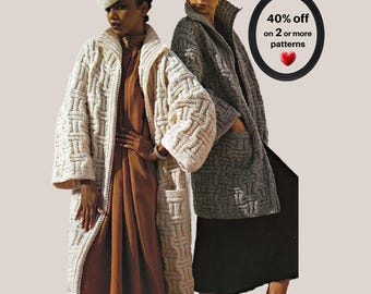 RETIREMENT-SALE*  Coat Knitting Pattern – Chunky Women’s Cardigan Jacket • Vintage Fall Retro Knit PDF