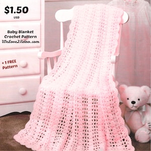 1046 Coziest Baby Blanket Crochet Pattern, crochet baby blanket, crochet baby afghan, crochet blanket, crochet for babies, vintage pattern.