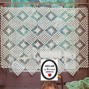 RETIREMENT-SALE*  Crochet Curtain Pattern • Lace Valance • Boho Window Design • Vintage Café PDF*