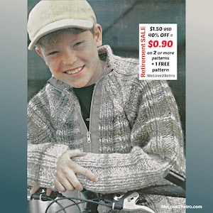 May include: A person wearing a light green and gray knit zip-up jacket and a light green cap. The image includes the text "Retirement SALE" and "WeLove2Retro". The jacket is over a black shirt.