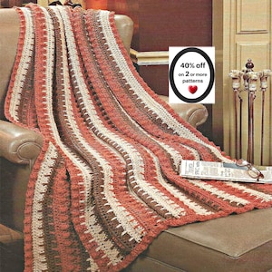 RETIREMENT-SALE*  Vintage Crochet Afghan Pattern PDF • Boho Blanket - Cozy Throw • Fall Home Decor Design