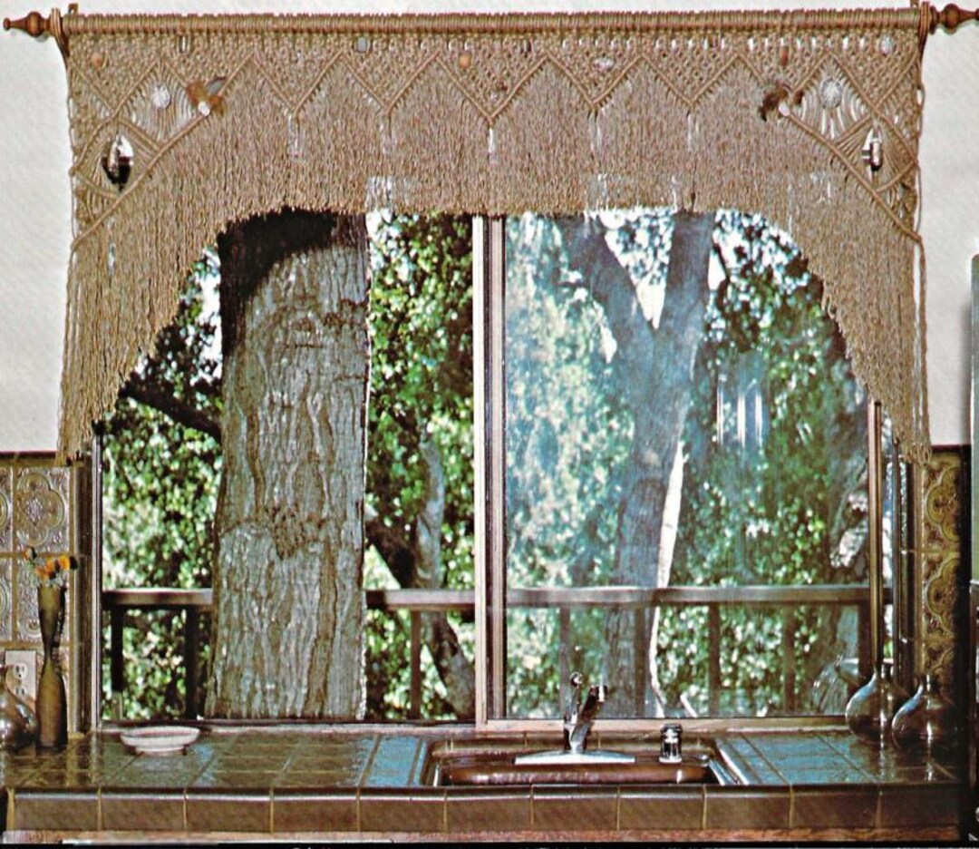 Window Macrame Patterns Boho Macrame Curtain Pattern - Vintage Valance Window Decor Hanging PDF ...