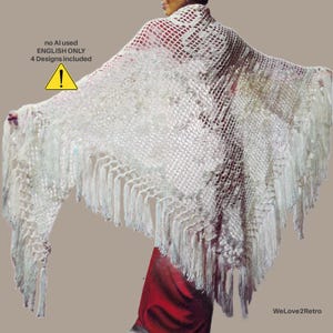 RETIREMENT-SALE*  Crochet Shawl Pattern Collection - 4 Easy Lace Wraps Boho Triangle Scarf Summer PDF