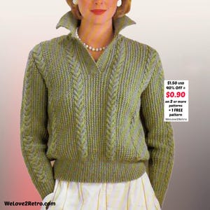 REBAJAS POR JUBILACIÓN*** Patrón PDF de suéter de lana fácil de tejer: jersey vintage tejido a mano