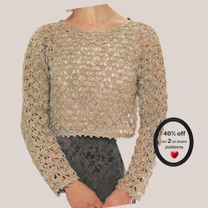RETIREMENT-SALE*  Lace Crochet Blouse Pattern • Vintage Openwork Summer Top • Easy Boho Pullover PDF