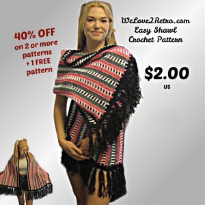 120-2 Beginner Crochet Shawl Pattern PDF – Easy Crochet Wrap With ...