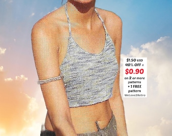 RETIREMENT-SALE***  Boho Knit Top Pattern - Summer Halter Beginner Festival Crop, Easy  Knitting PDF