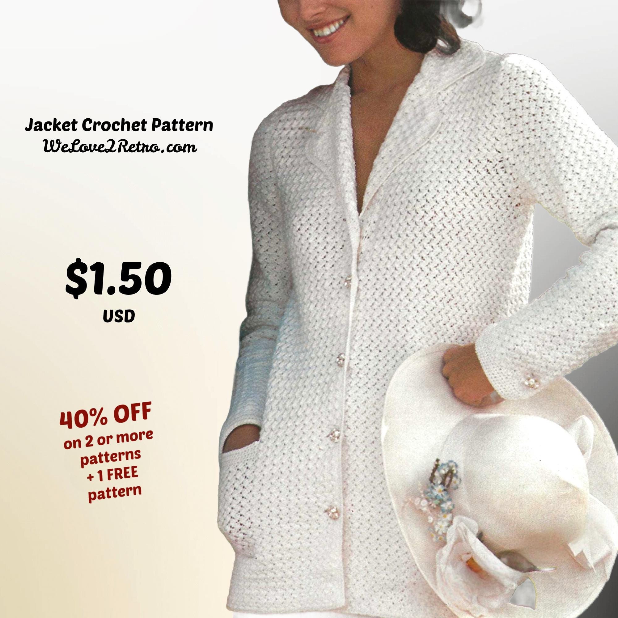 Crochet Jacket PDF Pattern – Easy Crochet Coat for Women – Crochet Cardigan – Crochet Patterns – Jacket PDF – Coat Crochet Pattern- 1198