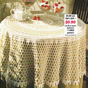 RETIREMENT-SALE***  Crochet tablecloth pattern, easy beginner vintage lace circular handmade doily topper