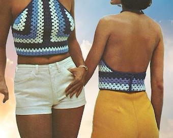Crochet Bikini Top Pattern - Halter Bralette Boho Festival Crop Beginner Summer Beachwear PDF