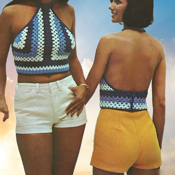 Crochet Bikini Top Pattern - Halter Bralette Boho Festival Crop Summer Beachwear PDF