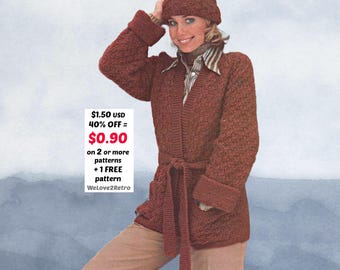 RETIREMENT-SALE***  Boho Knit Jacket Pattern - Easy Wrap Cardigan PDF, Sweater Coat Knitting