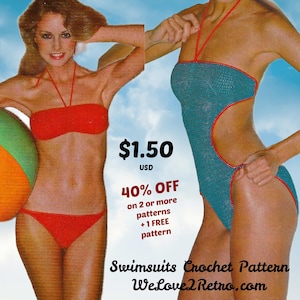 262 Swimsuit Crochet Pattern – Bikini, Monokini & One-Piece PDF for Women, Crochet Swimsuit Pattern, Summer Beachwear, Bikini, Bathing Suit