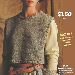 1244 EASY Easy sweater vest knitting pattern, sweater vest PDF, sleeveless sweater pattern, knit vest, beginner pattern, DIY vest, retro.