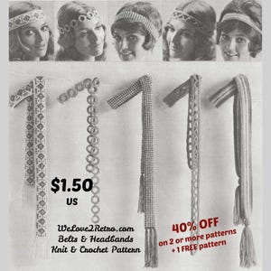 168  Headband & Belt Crochet and Knitting Patterns, Crochet Headband Pattern - Vintage PDF Accessory Patterns, Boho Belt Crochet Pattern