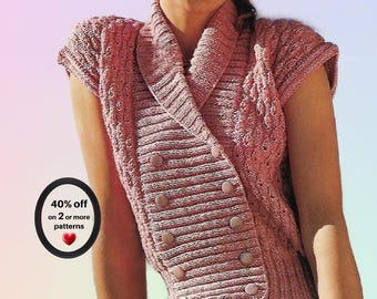 RETIRING-SOON*  Vest Knitting Pattern PDF – Vintage Slipover for Women • Cozy Sweater Design