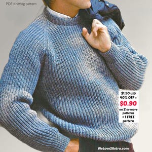 RETIREMENT-SALE***  Easy Knit Raglan Sweater Pattern PDF – Easy Men's Pullover, Beginner Jumper