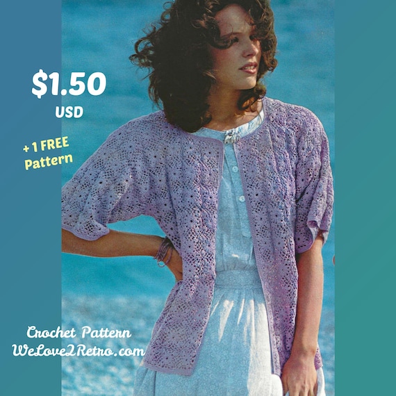 663 Modello all'uncinetto per cardigan Grandma Square da donna +1