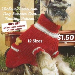 248- Dog Sweater Knitting Pattern, Easy Pet Sweater PDF in 12 Sizes, Knit Dog Coat, Handmade Dog Sweater, Instant Download, Gift for Pet