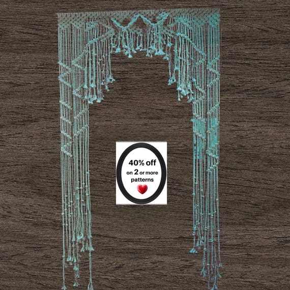 RETIRING-SOON*  Macrame Curtain Pattern PDF –Boho Doorway Divider, Vintage Wall Hanging