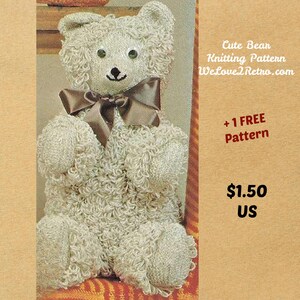 489 Cuddly Bear Knitting Pattern, knit teddy bear, knitting bear, knit bear, boho bear pattern, knit bear pattern, hand knit bear.