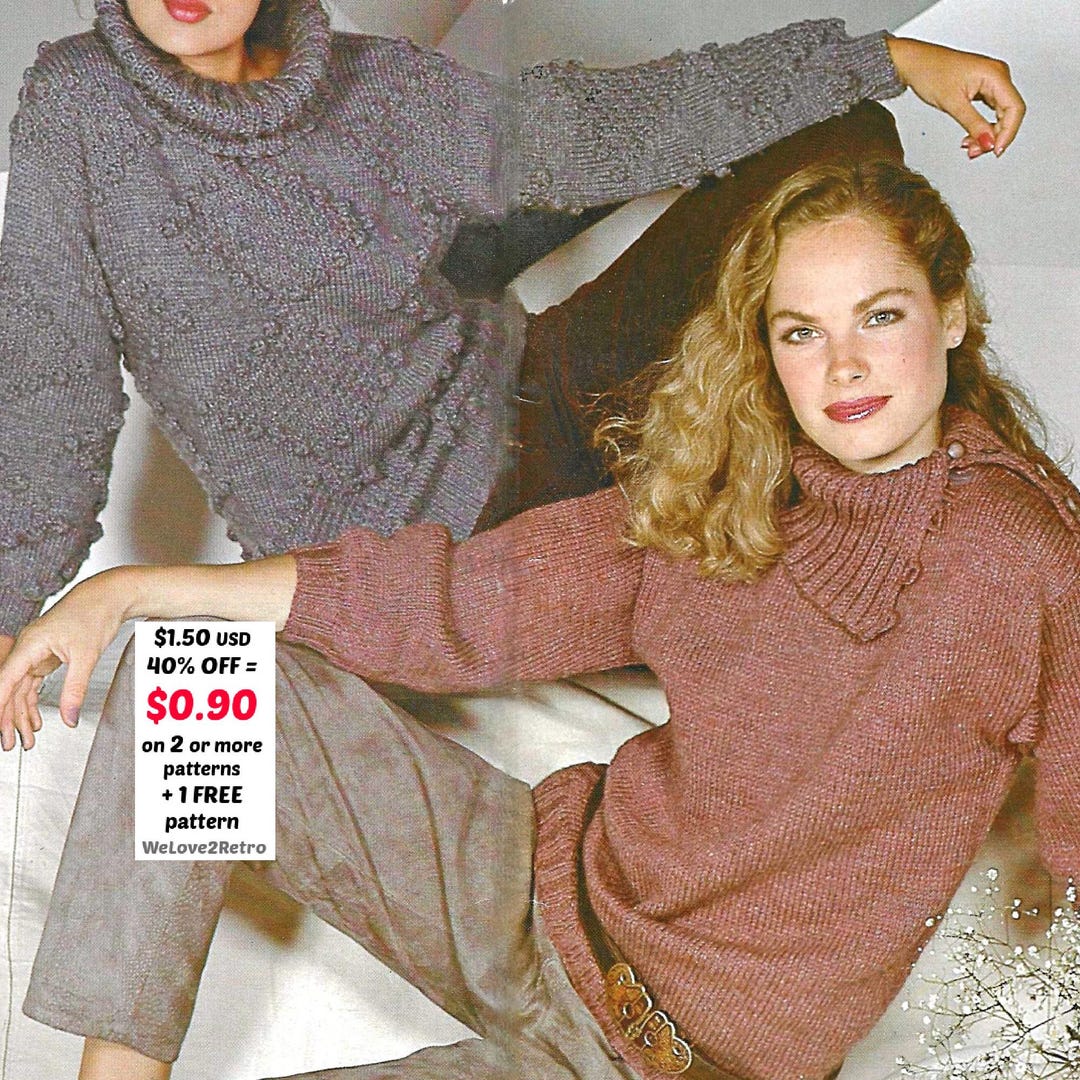 Women’s Sweater Knitting Pattern PDF • Vintage Pullover • Cozy Winter ...