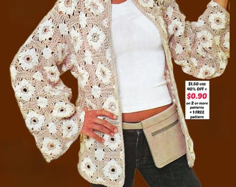 SET-SALE - Granny Square Cardigan Anleitung - PDF - Easy Crochet Jacke, Boho Festival Pullover