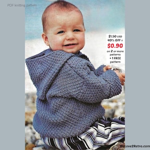 RETIREMENT-SALE***  Baby Hooded Jacket Knitting Pattern PDF – Easy Knit Toddler Cardigan, Kids Hoodie, Beginner