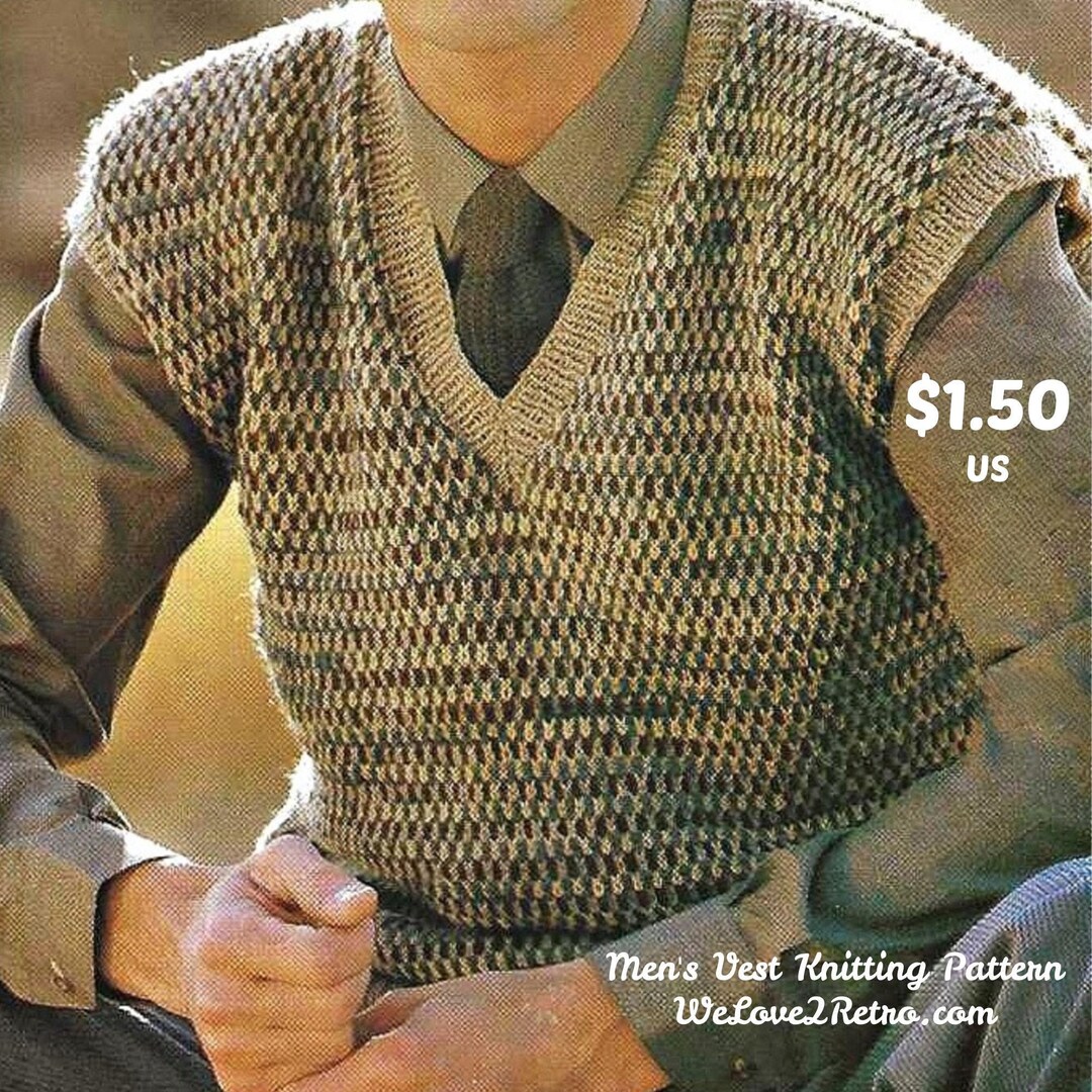 368 Men’s Vest Knitting Pattern + 1 FREE PATTERN, Knitting for Men ...