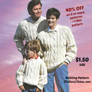 589 Knit Cable, Irish & Fisherman Sweaters, Unisex Aran PDF Patterns, Unisex Cable Knit Aran Jumper Patterns, PDF for Cozy Classics