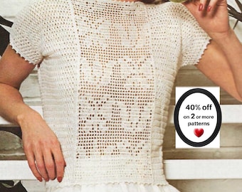 LIQUIDACIÓN POR DESEMBARGO* Patrón PDF para top de encaje de ganchillo – Blusa de verano, camisa de algodón