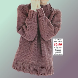 RETIREMENT-SALE***  Easy Knit Slouchy Sweater Pattern PDF – Chunky Boho Pullover, Oversized Jumper Tunic