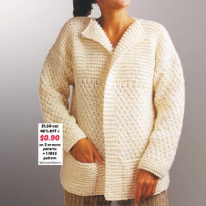 RETIREMENT-SALE*** Chunky Knit Jacket Pattern PDF • Sweater Coat • Boho Cardigan with Pockets