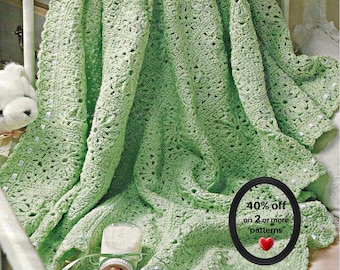 RETIRING-SOON*   Easy Crochet Baby Afghan Pattern • Vintage Heirloom Throw, Nursery Granny Square Lap Blanket