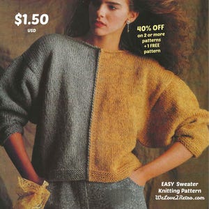 1242- Easy Women’s Sweater Knitting Pattern PDF, DIY Knit Jumper, Beginner knit sweater pattern, Knit Easy Sweater, Knit Easy Pullover.