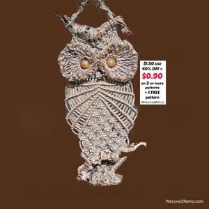 RETIREMENT-SALE***  Macrame Owl Pattern PDF – Vintage Wall Hanging Tutorial, Easy Boho Home Decor