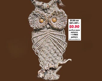 RETRAITE-SOLDES*** Motif hibou en macramé PDF – Tutoriel de suspension murale vintage, décoration d'intérieur bohème facile