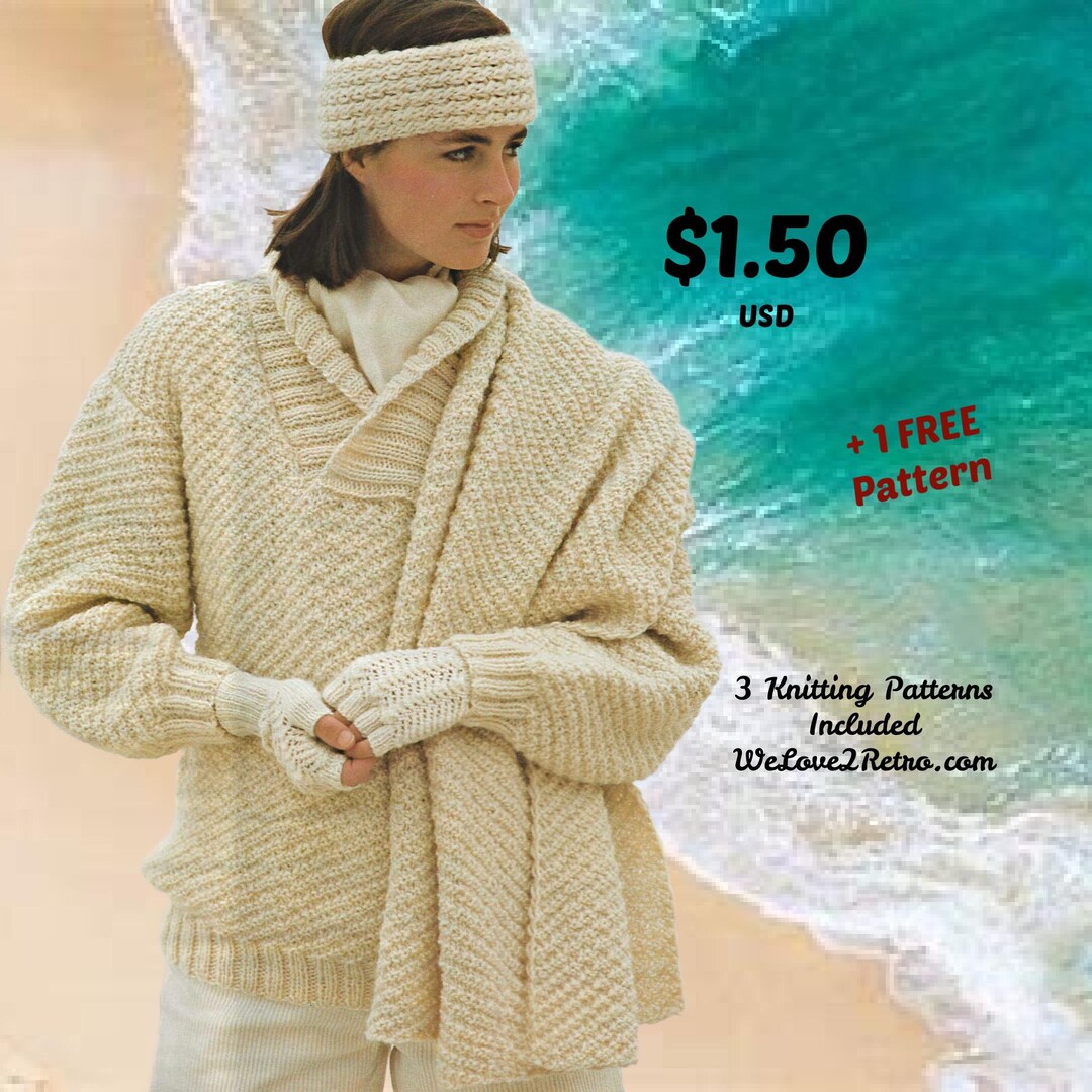 332 Woman’s Wool Sweater Knitting Pattern +1 FREE PATTERN, Knit Sweater ...
