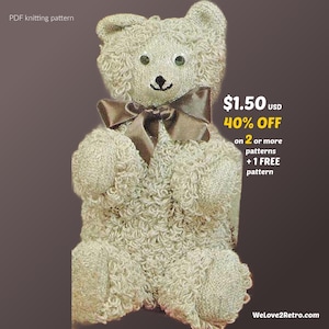 Gebreid berenpatroon pdf – Gemakkelijke knuffelbeer, zelfstudie vintage knuffel