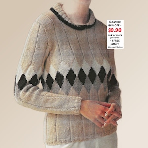 Patrón de jersey de punto en PDF – Suéter bohemio • Diseño de jersey vintage acogedor
